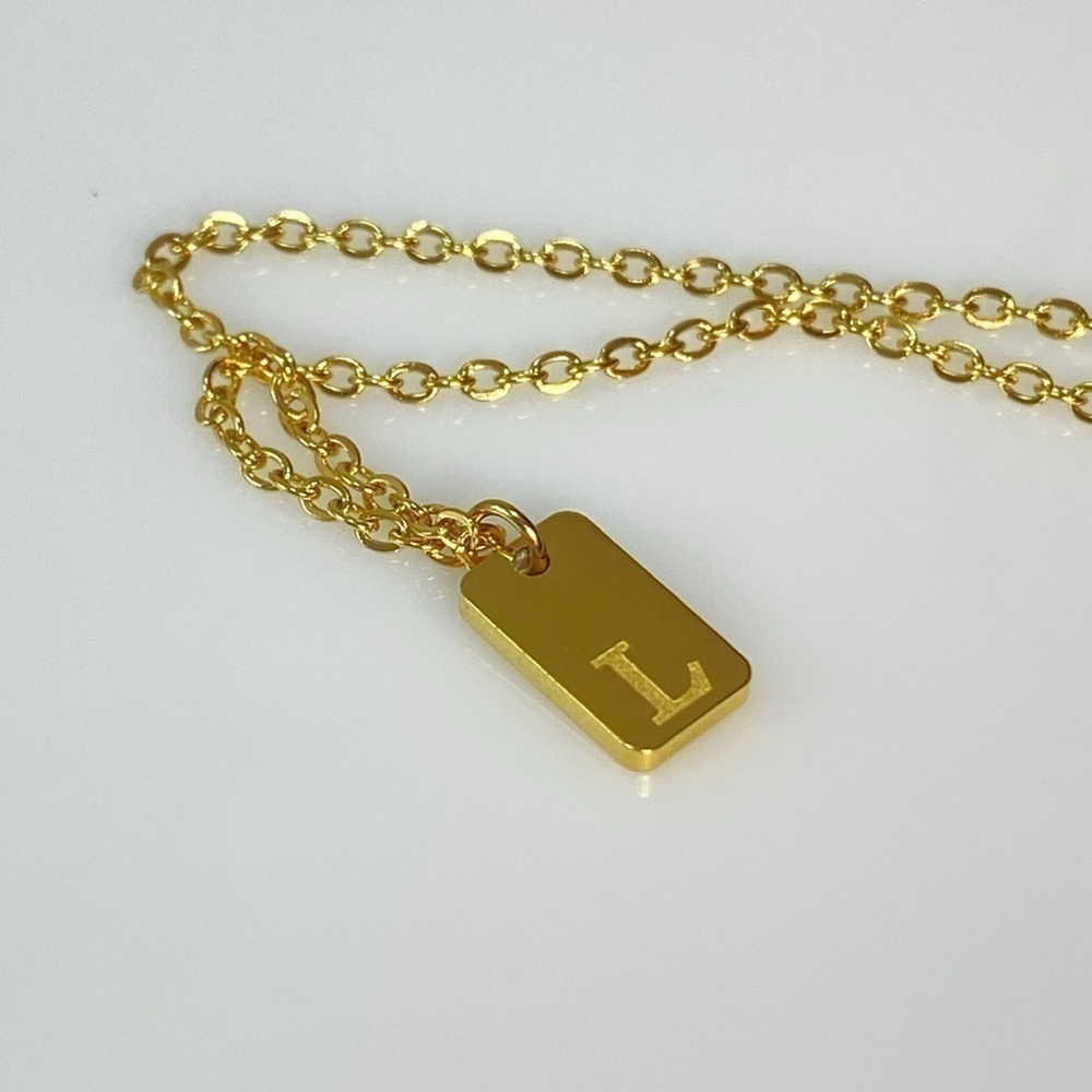 Initial Letter L Tag Necklace